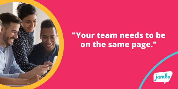 Das Team arbeitet mit Jambo. Zitat: "Wenn es um ein Projekt geht, muss Ihr Team sich einig sein, was zu tun ist, wenn es Stakeholder-Informationen sammelt, um starke Stakeholder-Beziehungen aufzubauen."