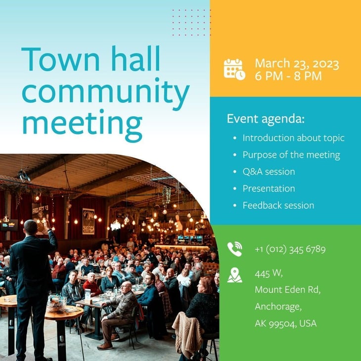 town hall community meeting event agenda example for community collaboration
